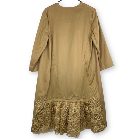 TIA CIBANI tan khaki trench crochet wicker coat - Picture 4 of 10